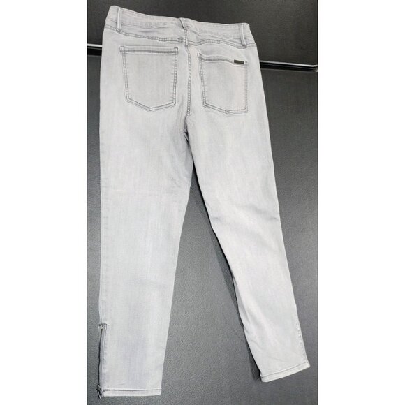 White House Black Market Jeans 8 Skinny Crop Light Wash Gray Stretch Zip Ankle - Picture 11 of 11
